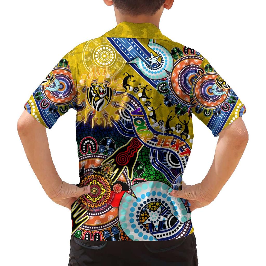 Custom NAIDOC Week 2024 Richmond Tiger Family Matching Puletasi and Hawaiian Shirt Australia Aboriginal Dot Painting