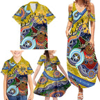 Custom NAIDOC Week 2024 Richmond Tiger Family Matching Summer Maxi Dress and Hawaiian Shirt Australia Aboriginal Dot Painting