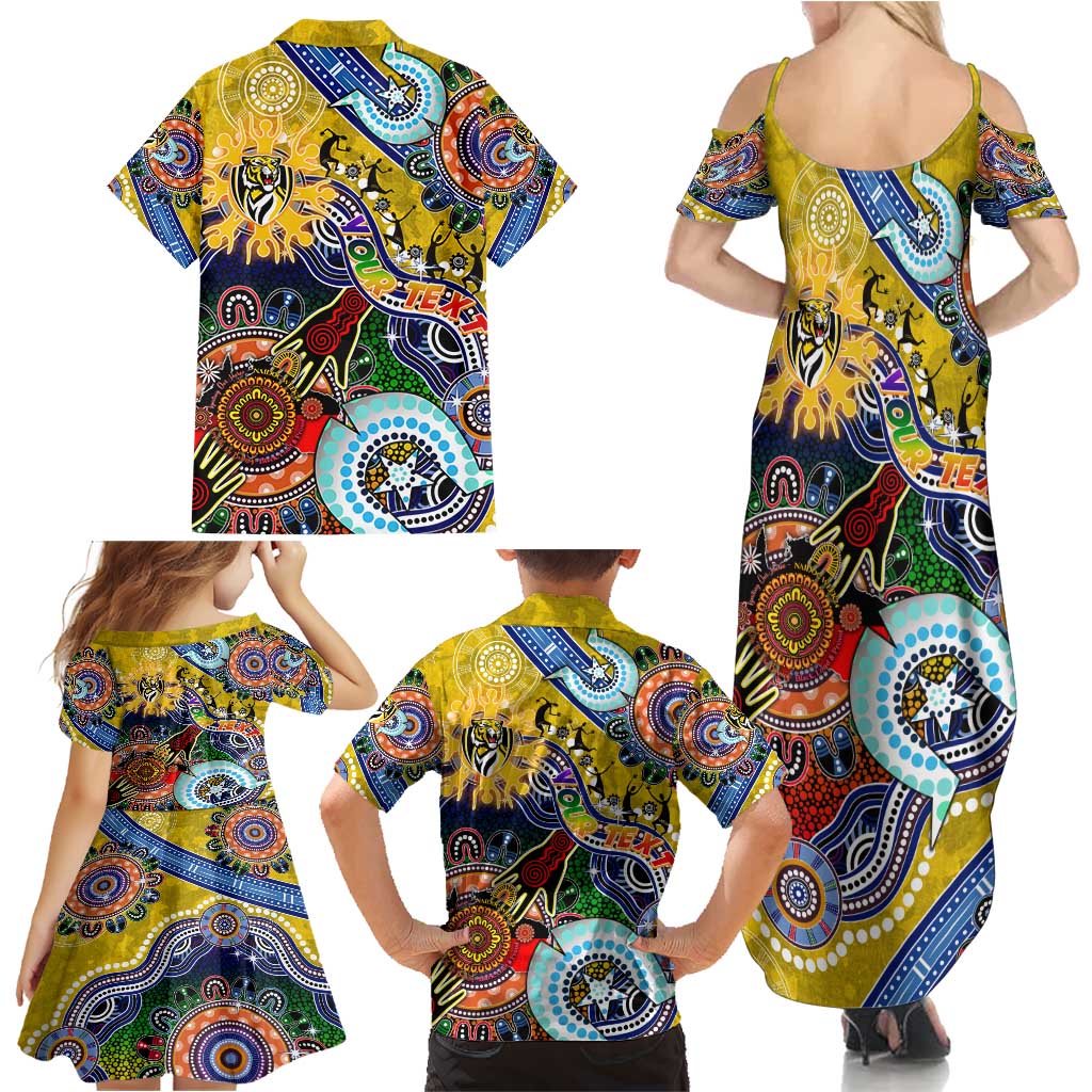 Custom NAIDOC Week 2024 Richmond Tiger Family Matching Summer Maxi Dress and Hawaiian Shirt Australia Aboriginal Dot Painting