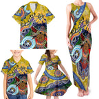 Custom NAIDOC Week 2024 Richmond Tiger Family Matching Tank Maxi Dress and Hawaiian Shirt Australia Aboriginal Dot Painting
