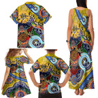 Custom NAIDOC Week 2024 Richmond Tiger Family Matching Tank Maxi Dress and Hawaiian Shirt Australia Aboriginal Dot Painting