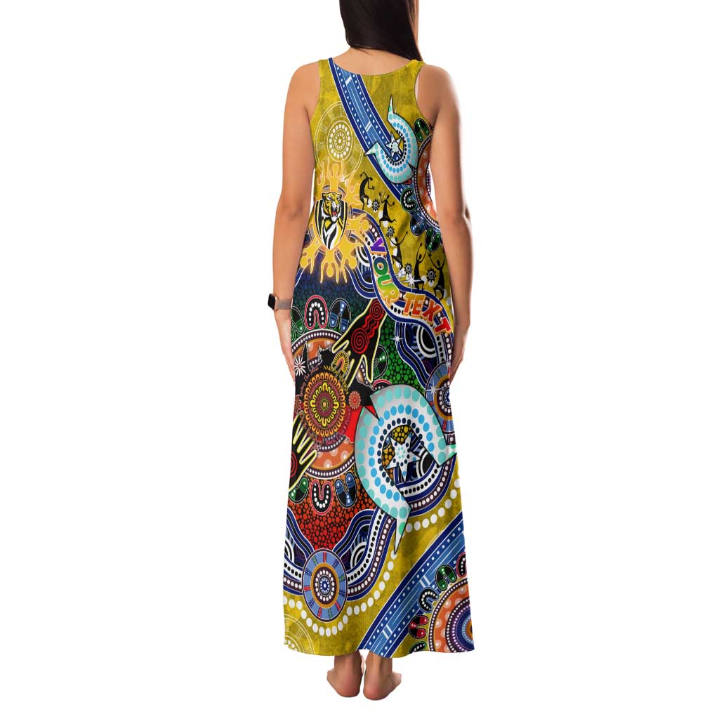 Custom NAIDOC Week 2024 Richmond Tiger Family Matching Tank Maxi Dress and Hawaiian Shirt Australia Aboriginal Dot Painting