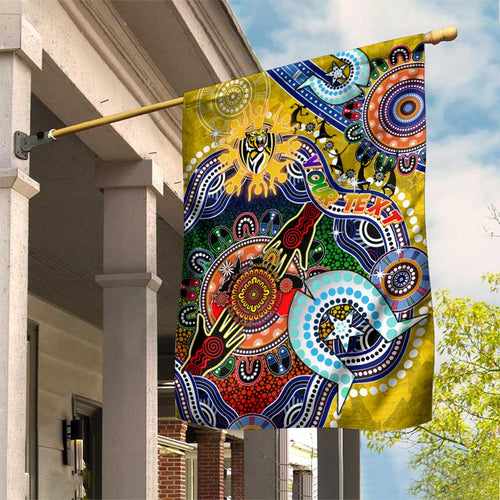 Custom NAIDOC Week 2024 Richmond Tiger Garden Flag Australia Aboriginal Dot Painting