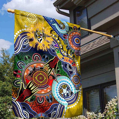 Custom NAIDOC Week 2024 Richmond Tiger Garden Flag Australia Aboriginal Dot Painting