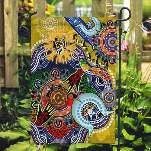 Custom NAIDOC Week 2024 Richmond Tiger Garden Flag Australia Aboriginal Dot Painting