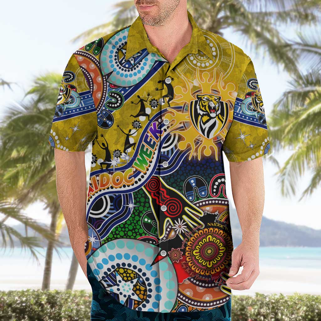 Custom NAIDOC Week 2024 Richmond Tiger Hawaiian Shirt Australia Aboriginal Dot Painting