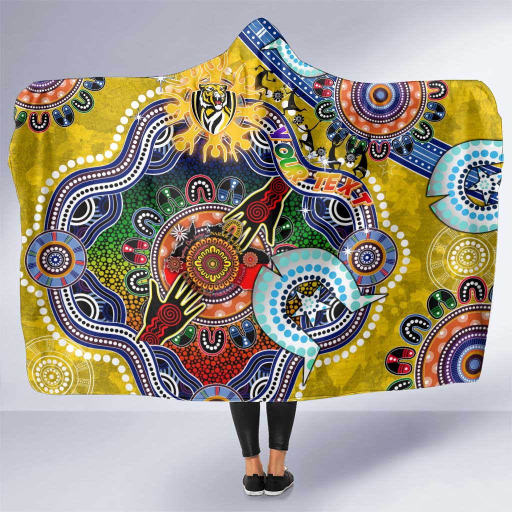 Custom NAIDOC Week 2024 Richmond Tiger Hooded Blanket Australia Aboriginal Dot Painting