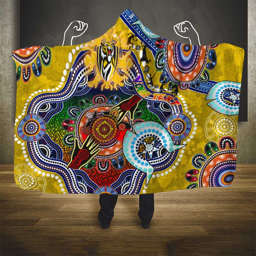 Custom NAIDOC Week 2024 Richmond Tiger Hooded Blanket Australia Aboriginal Dot Painting