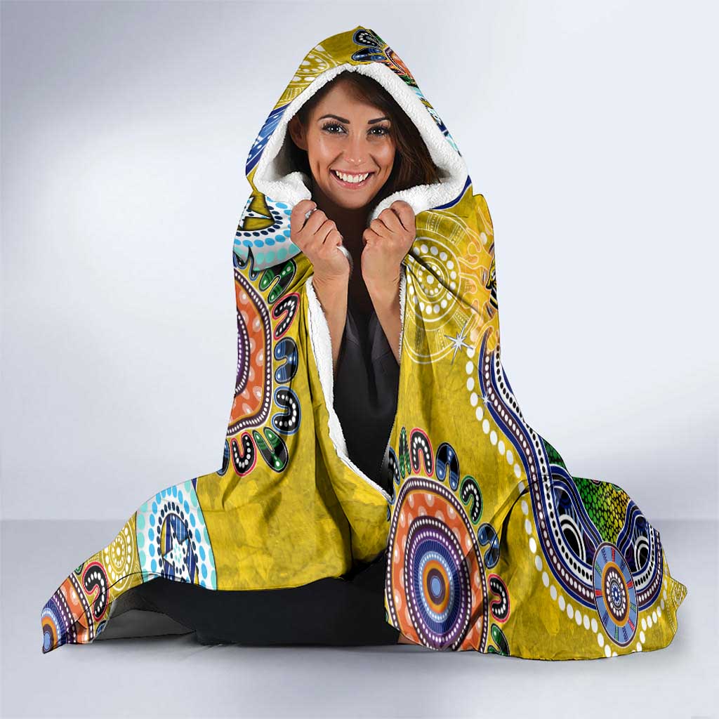 Custom NAIDOC Week 2024 Richmond Tiger Hooded Blanket Australia Aboriginal Dot Painting