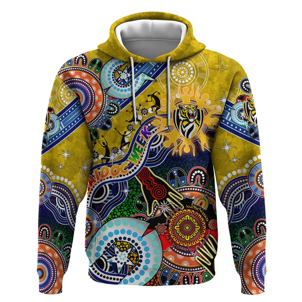 Custom NAIDOC Week 2024 Richmond Tiger Hoodie Australia Aboriginal Dot Painting