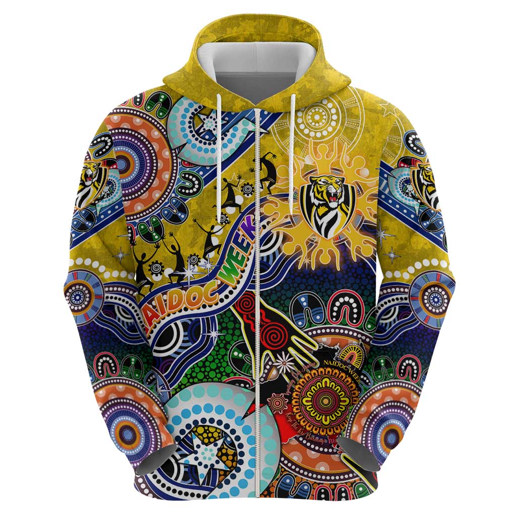 Custom NAIDOC Week 2024 Richmond Tiger Hoodie Australia Aboriginal Dot Painting