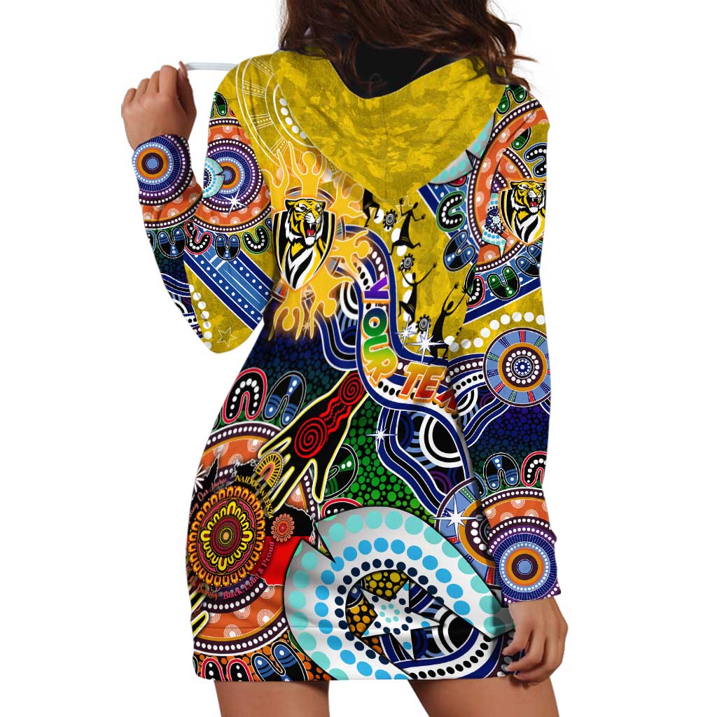 Custom NAIDOC Week 2024 Richmond Tiger Hoodie Dress Australia Aboriginal Dot Painting