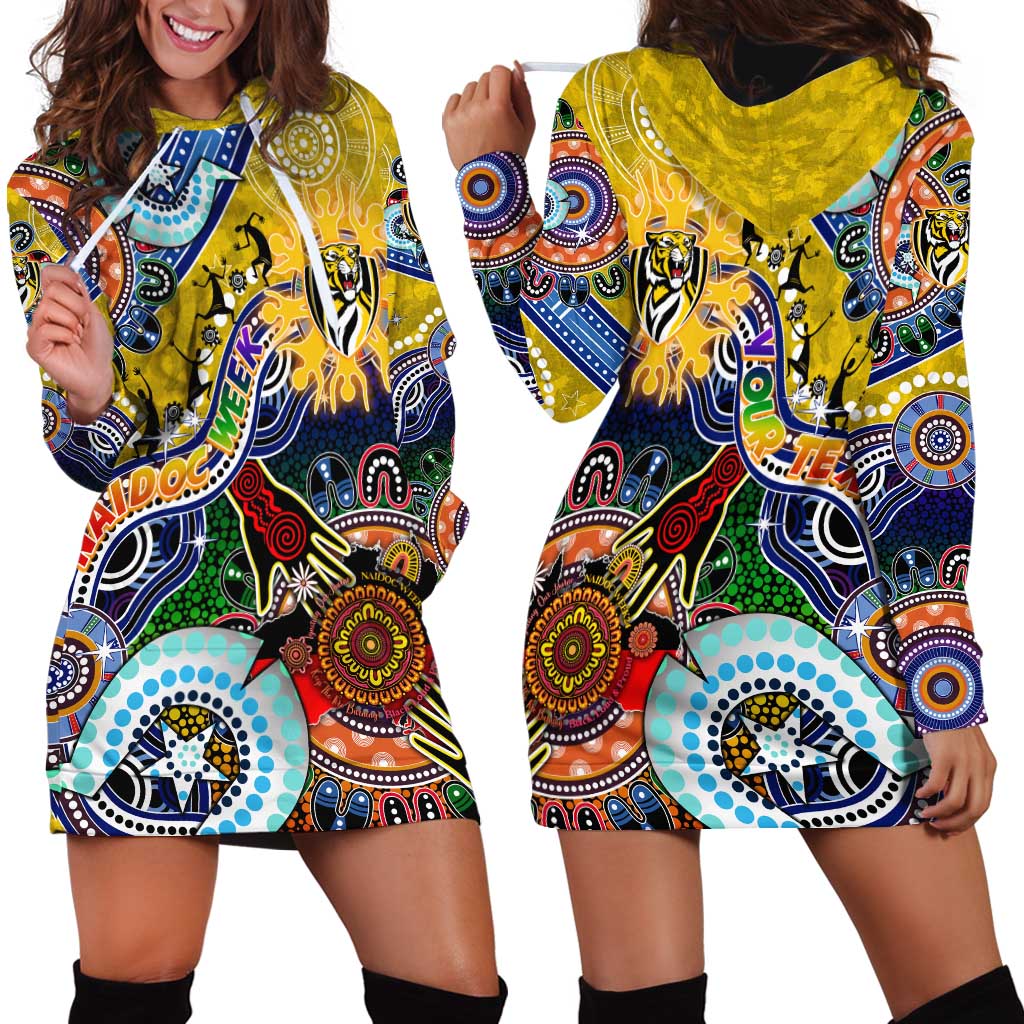 Custom NAIDOC Week 2024 Richmond Tiger Hoodie Dress Australia Aboriginal Dot Painting