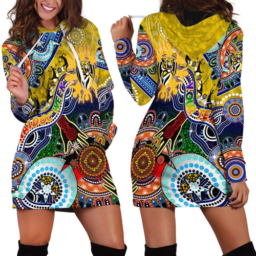 Custom NAIDOC Week 2024 Richmond Tiger Hoodie Dress Australia Aboriginal Dot Painting