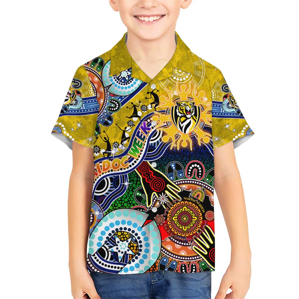 Custom NAIDOC Week 2024 Richmond Tiger Kid Hawaiian Shirt Australia Aboriginal Dot Painting
