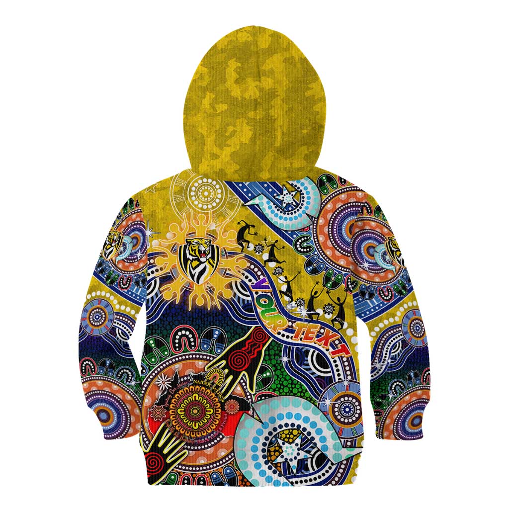 Custom NAIDOC Week 2024 Richmond Tiger Kid Hoodie Australia Aboriginal Dot Painting