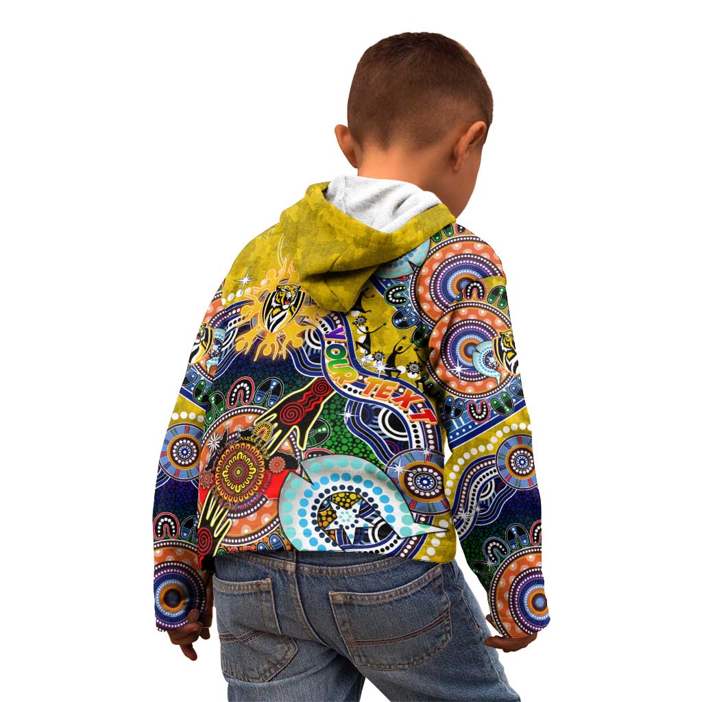 Custom NAIDOC Week 2024 Richmond Tiger Kid Hoodie Australia Aboriginal Dot Painting