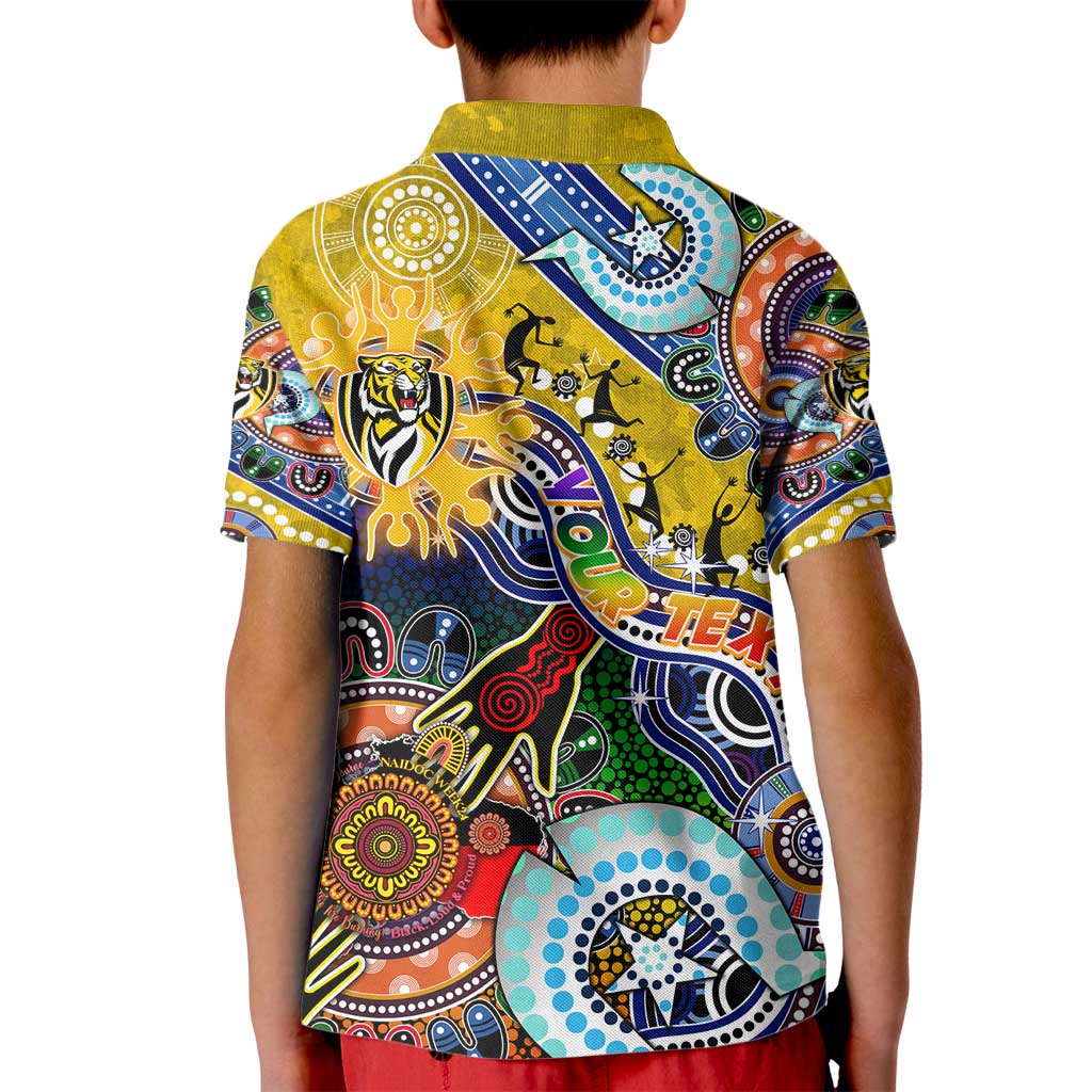 Custom NAIDOC Week 2024 Richmond Tiger Kid Polo Shirt Australia Aboriginal Dot Painting