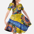 Custom NAIDOC Week 2024 Richmond Tiger Kid Short Sleeve Dress Australia Aboriginal Dot Painting