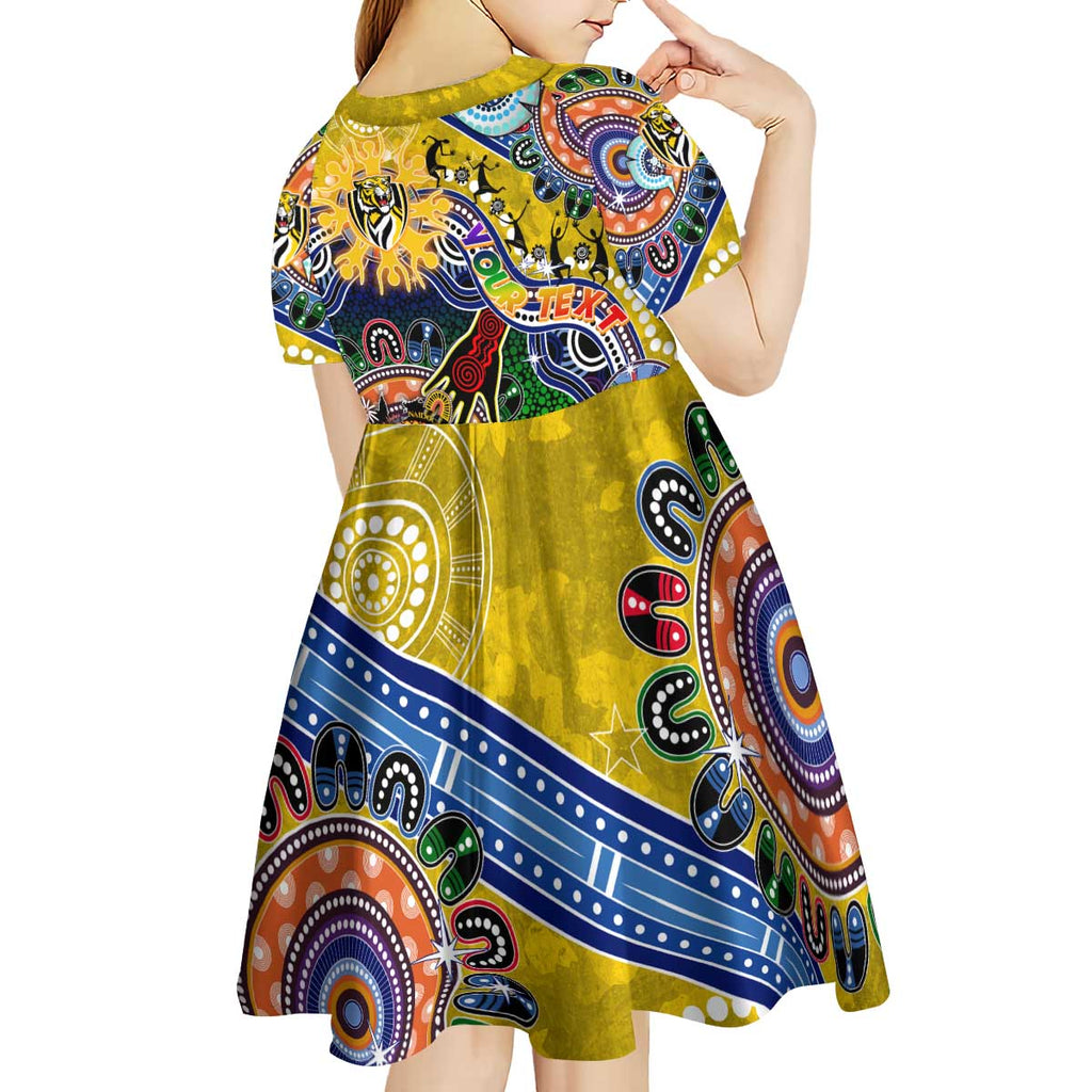 Custom NAIDOC Week 2024 Richmond Tiger Kid Short Sleeve Dress Australia Aboriginal Dot Painting