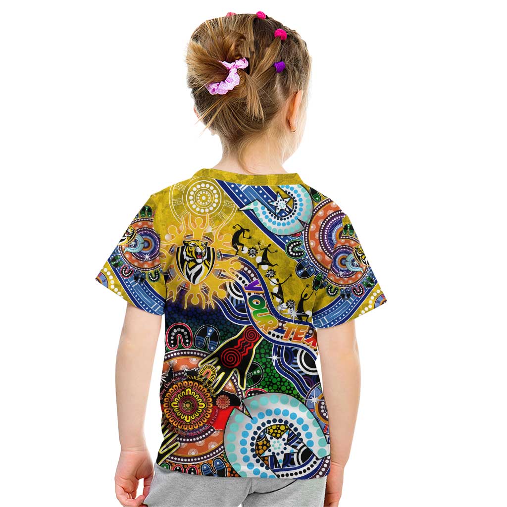 Custom NAIDOC Week 2024 Richmond Tiger Kid T Shirt Australia Aboriginal Dot Painting
