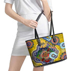 Custom NAIDOC Week 2024 Richmond Tiger Leather Tote Bag Australia Aboriginal Dot Painting