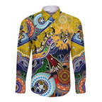 Custom NAIDOC Week 2024 Richmond Tiger Long Sleeve Button Shirt Australia Aboriginal Dot Painting