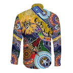 Custom NAIDOC Week 2024 Richmond Tiger Long Sleeve Button Shirt Australia Aboriginal Dot Painting