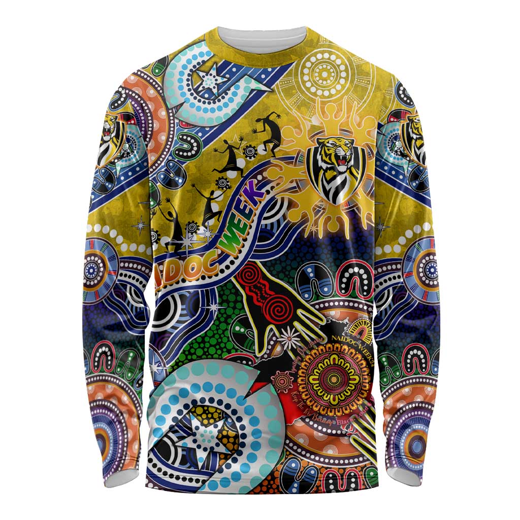 Custom NAIDOC Week 2024 Richmond Tiger Long Sleeve Shirt Australia Aboriginal Dot Painting