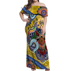 Custom NAIDOC Week 2024 Richmond Tiger Off Shoulder Maxi Dress Australia Aboriginal Dot Painting