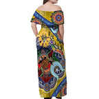 Custom NAIDOC Week 2024 Richmond Tiger Off Shoulder Maxi Dress Australia Aboriginal Dot Painting