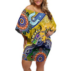 Custom NAIDOC Week 2024 Richmond Tiger Off Shoulder Short Dress Australia Aboriginal Dot Painting