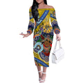 Custom NAIDOC Week 2024 Richmond Tiger Off The Shoulder Long Sleeve Dress Australia Aboriginal Dot Painting