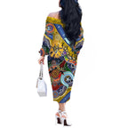 Custom NAIDOC Week 2024 Richmond Tiger Off The Shoulder Long Sleeve Dress Australia Aboriginal Dot Painting