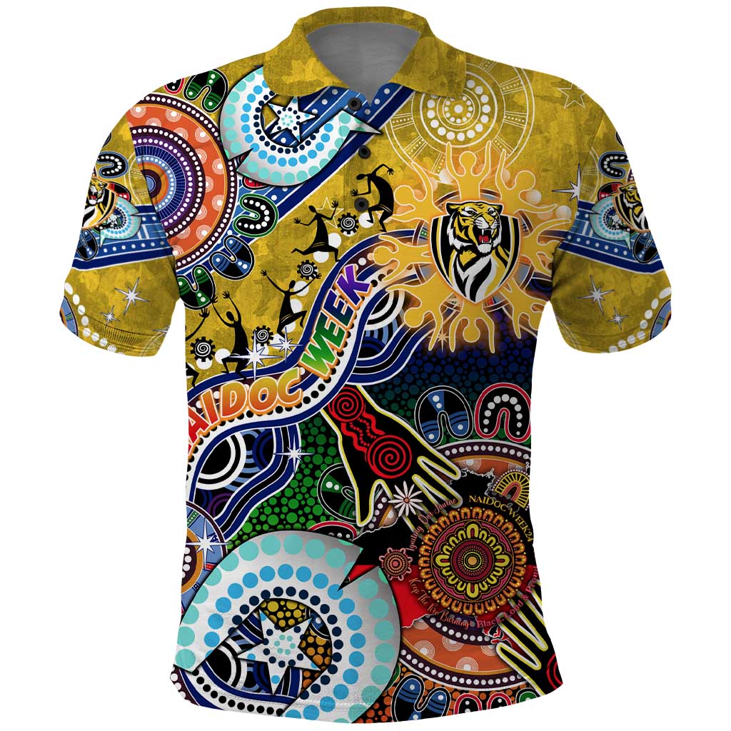 Custom NAIDOC Week 2024 Richmond Tiger Polo Shirt Australia Aboriginal Dot Painting