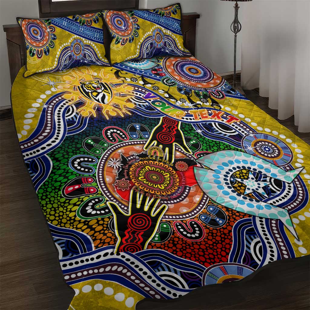 Custom NAIDOC Week 2024 Richmond Tiger Quilt Bed Set Australia Aboriginal Dot Painting
