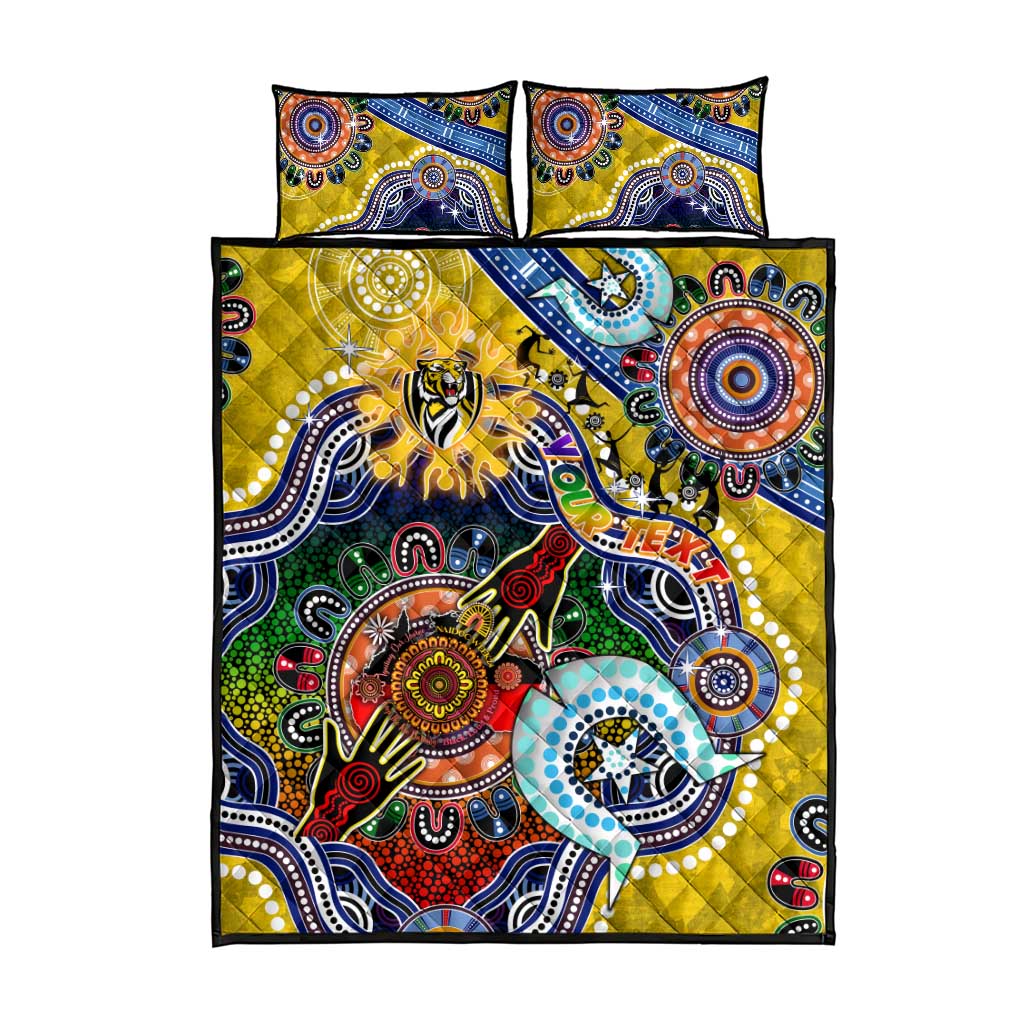 Custom NAIDOC Week 2024 Richmond Tiger Quilt Bed Set Australia Aboriginal Dot Painting