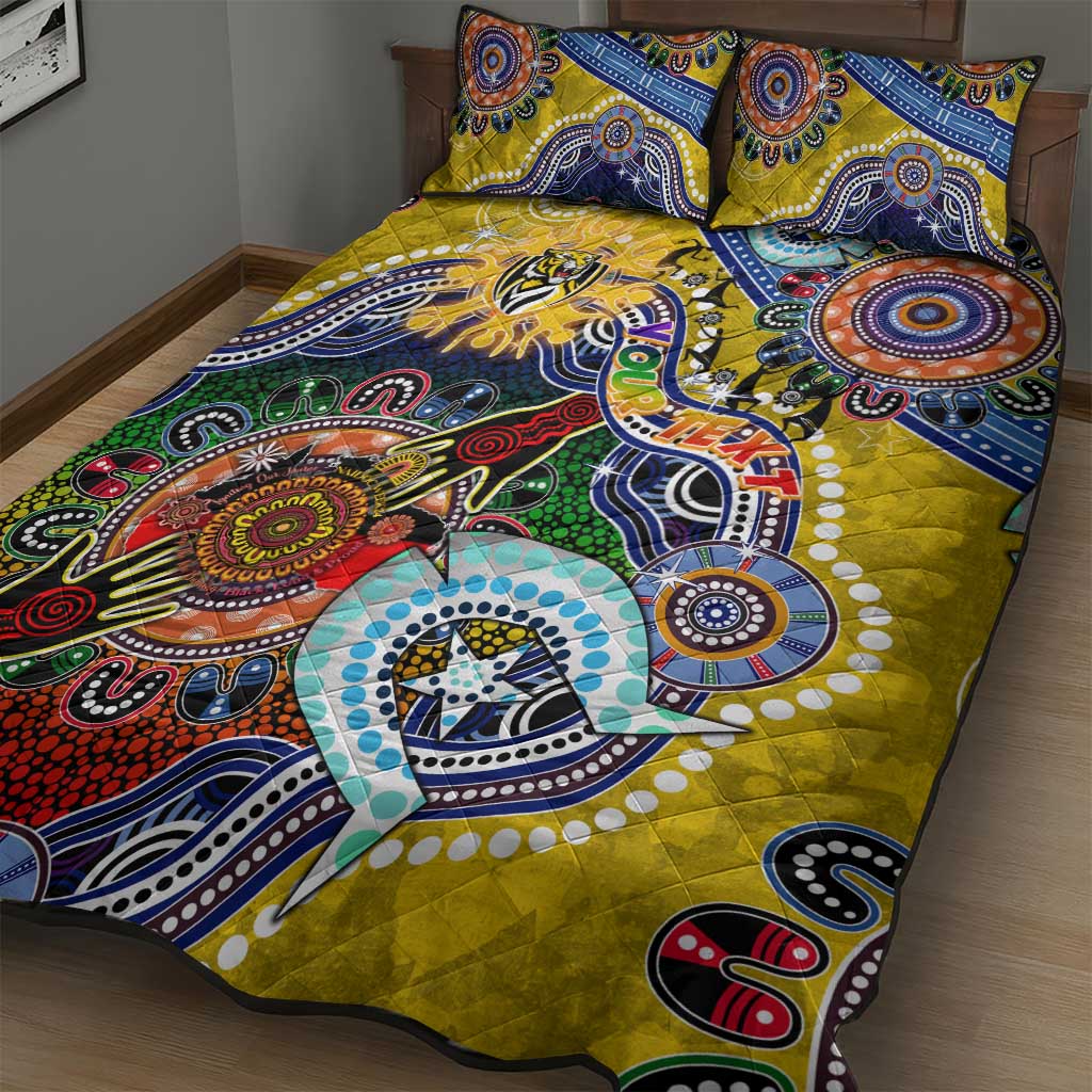 Custom NAIDOC Week 2024 Richmond Tiger Quilt Bed Set Australia Aboriginal Dot Painting