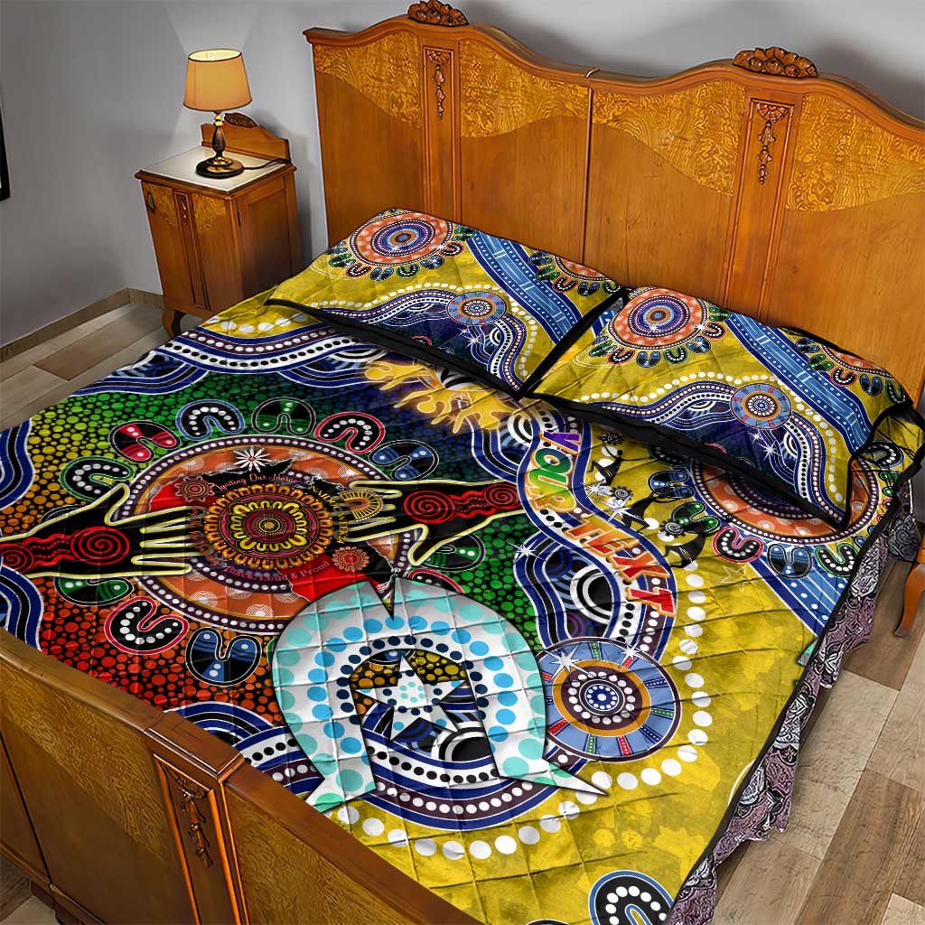 Custom NAIDOC Week 2024 Richmond Tiger Quilt Bed Set Australia Aboriginal Dot Painting