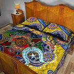 Custom NAIDOC Week 2024 Richmond Tiger Quilt Bed Set Australia Aboriginal Dot Painting