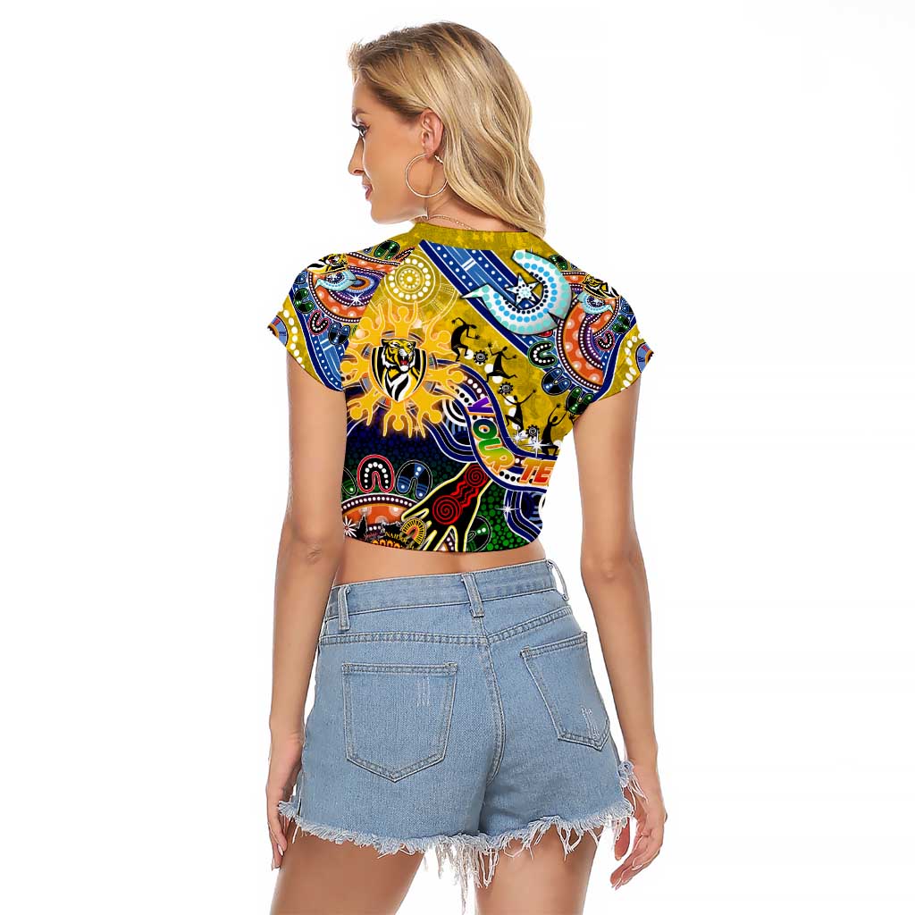 Custom NAIDOC Week 2024 Richmond Tiger Raglan Cropped T Shirt Australia Aboriginal Dot Painting