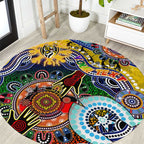 Custom NAIDOC Week 2024 Richmond Tiger Round Carpet Australia Aboriginal Dot Painting