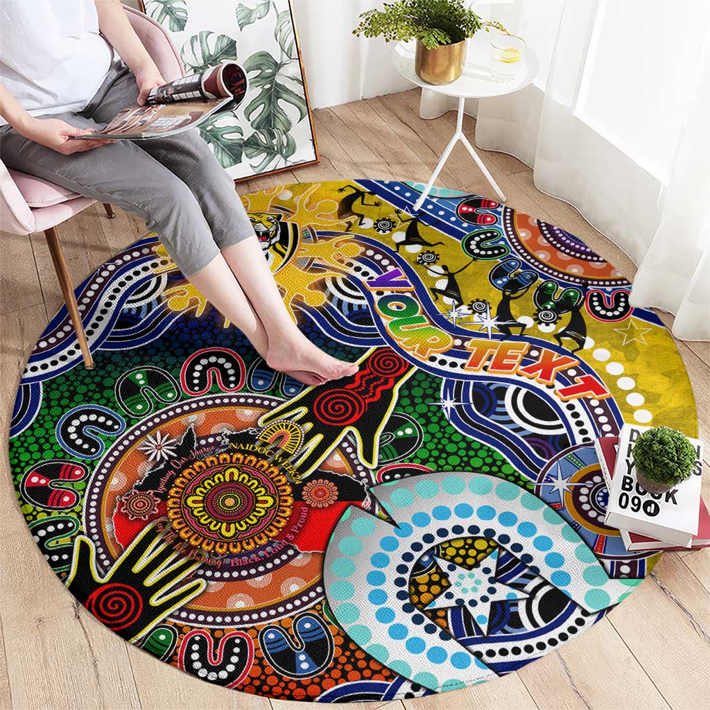 Custom NAIDOC Week 2024 Richmond Tiger Round Carpet Australia Aboriginal Dot Painting