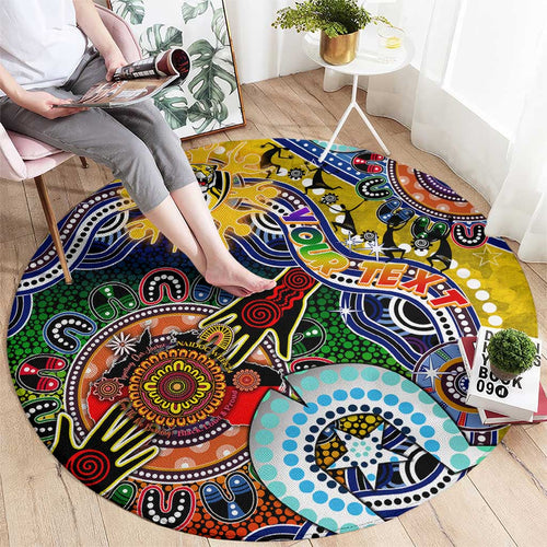 Custom NAIDOC Week 2024 Richmond Tiger Round Carpet Australia Aboriginal Dot Painting