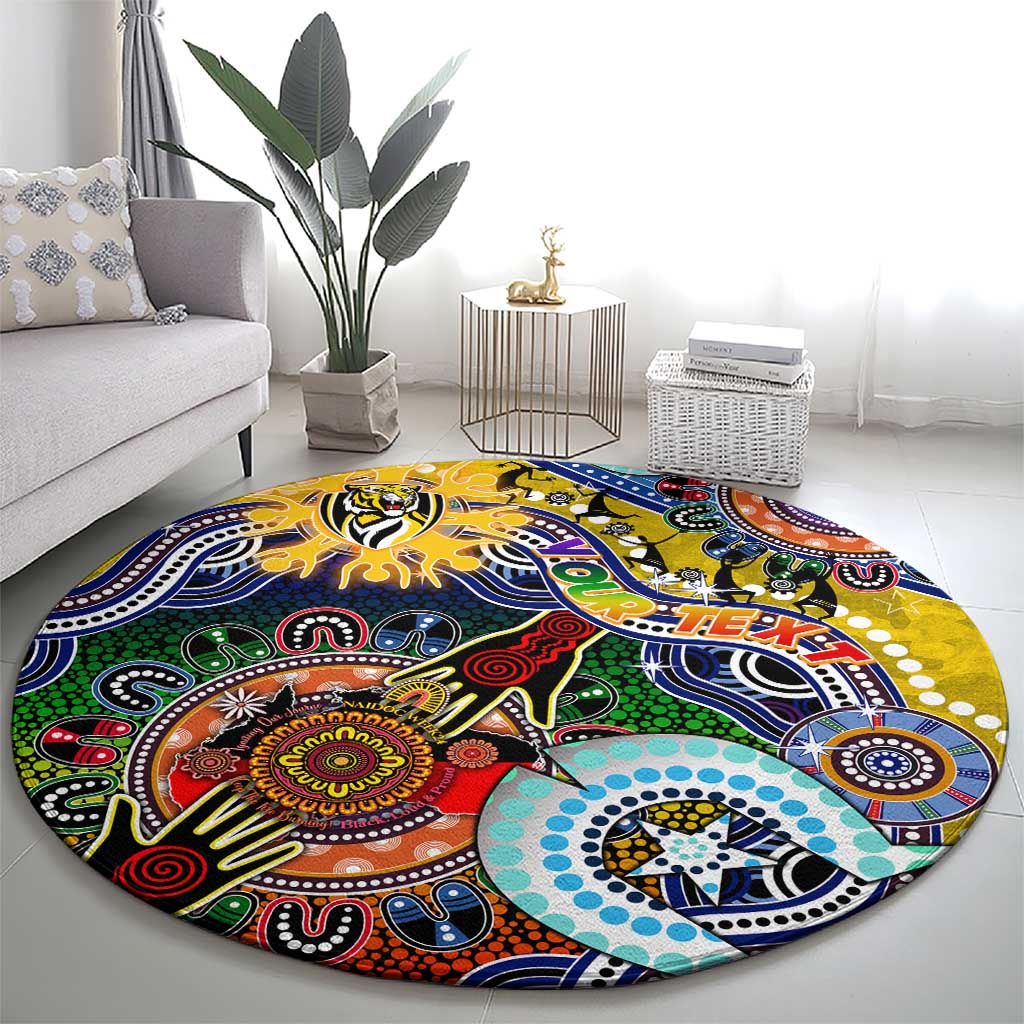 Custom NAIDOC Week 2024 Richmond Tiger Round Carpet Australia Aboriginal Dot Painting