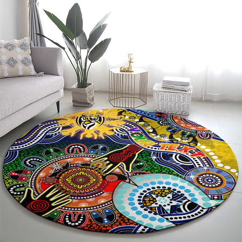 Custom NAIDOC Week 2024 Richmond Tiger Round Carpet Australia Aboriginal Dot Painting