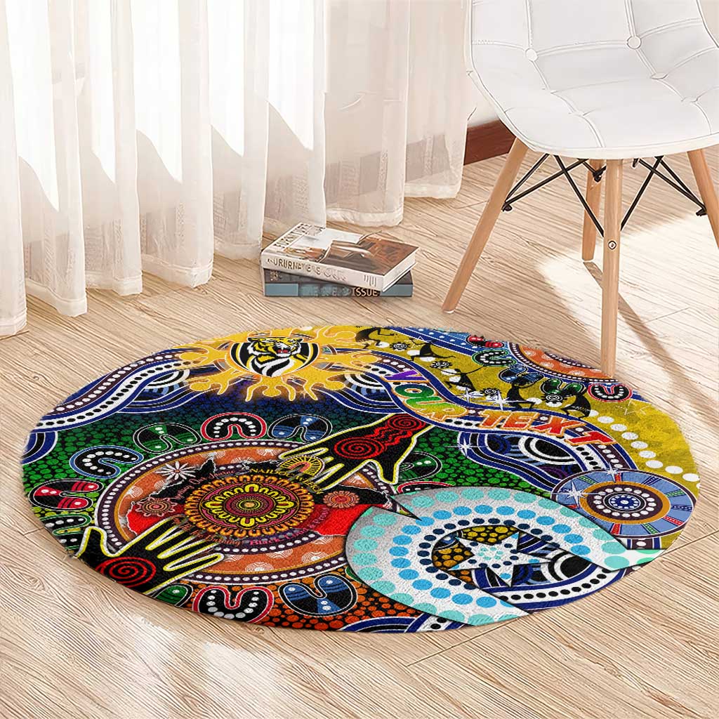 Custom NAIDOC Week 2024 Richmond Tiger Round Carpet Australia Aboriginal Dot Painting