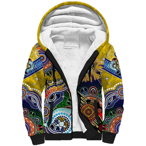 Custom NAIDOC Week 2024 Richmond Tiger Sherpa Hoodie Australia Aboriginal Dot Painting