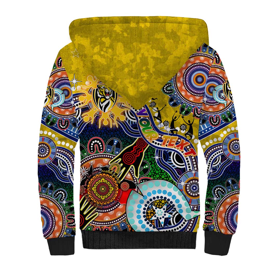 Custom NAIDOC Week 2024 Richmond Tiger Sherpa Hoodie Australia Aboriginal Dot Painting