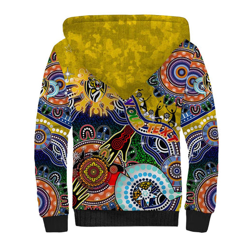 Custom NAIDOC Week 2024 Richmond Tiger Sherpa Hoodie Australia Aboriginal Dot Painting